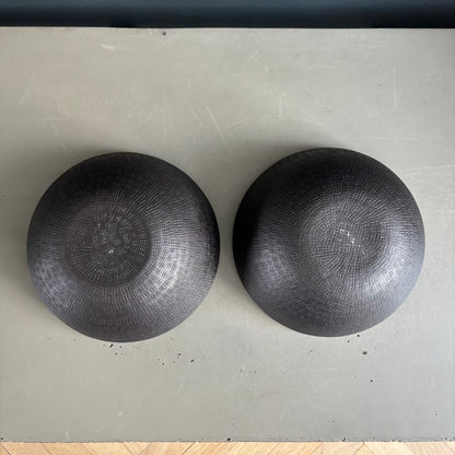 Paire de bols vide-poche en métal laqué noir - Ref 1249