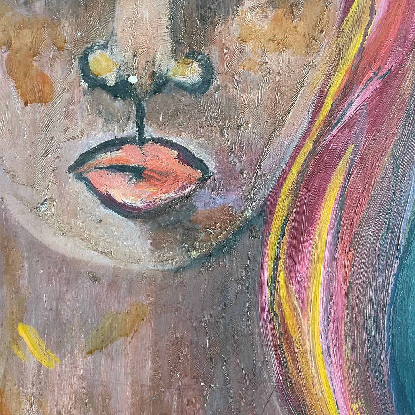 Portrait huile sur bois - Ref 1061