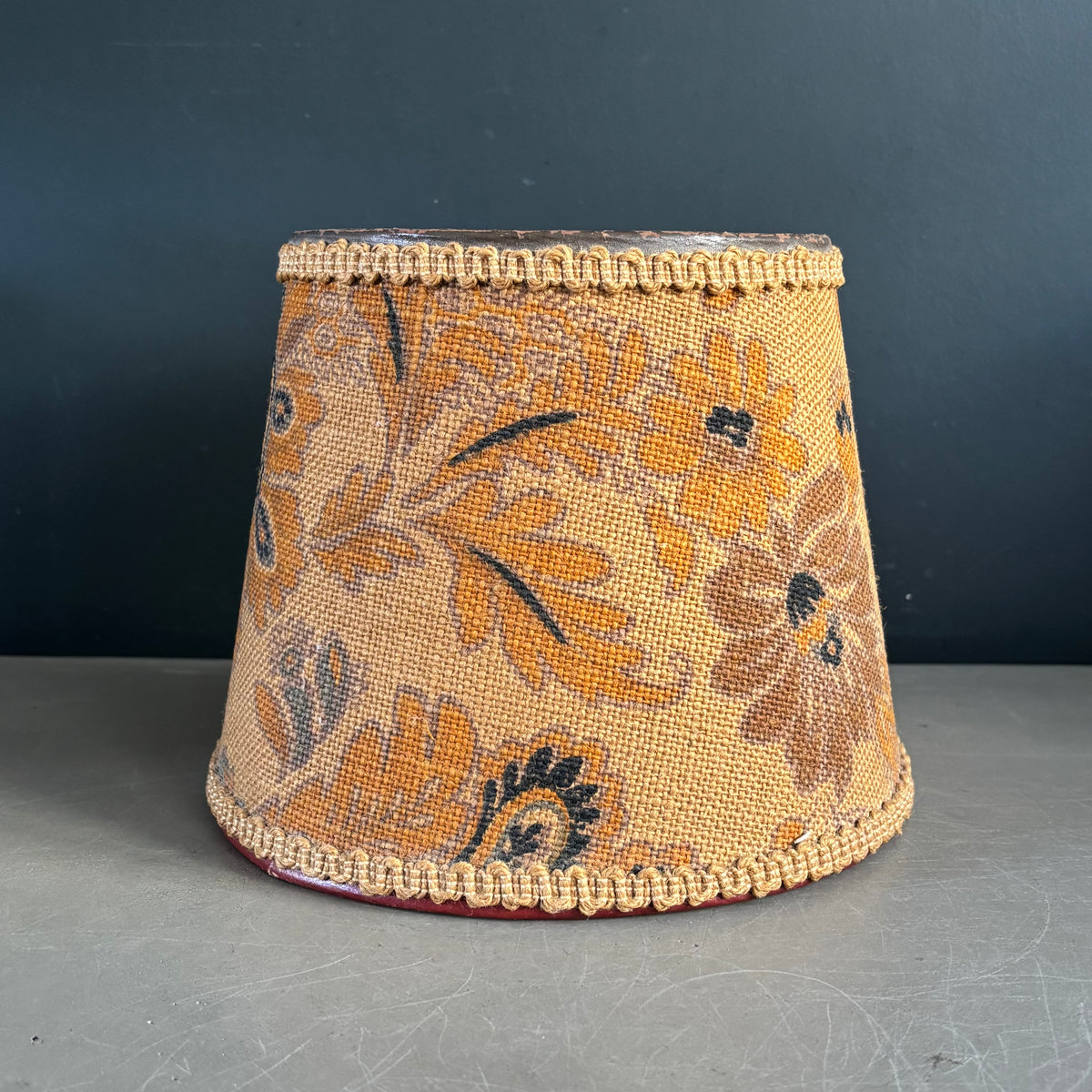 Abat-jour vintage en toile de jute à motifs - Ref 1330