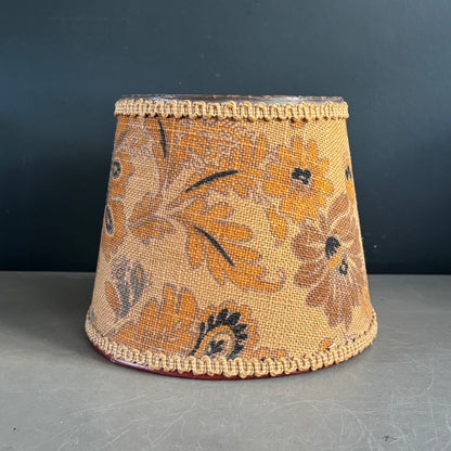 Abat-jour vintage en toile de jute à motifs - Ref 1330