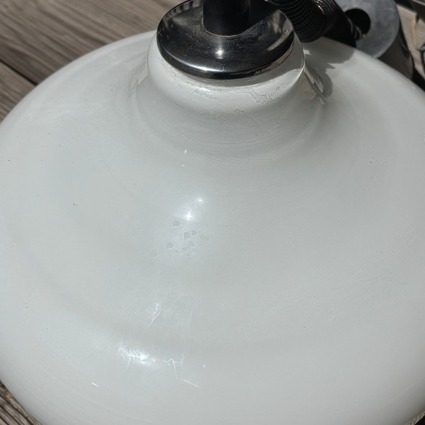 Suspension vintage en verre blanc et système monte et baisse - Ref 1309