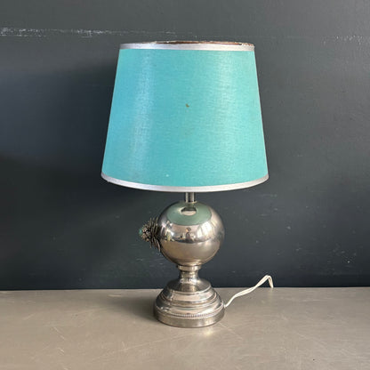 Lampe de table en métal chromé et turquoise - Ref 1305