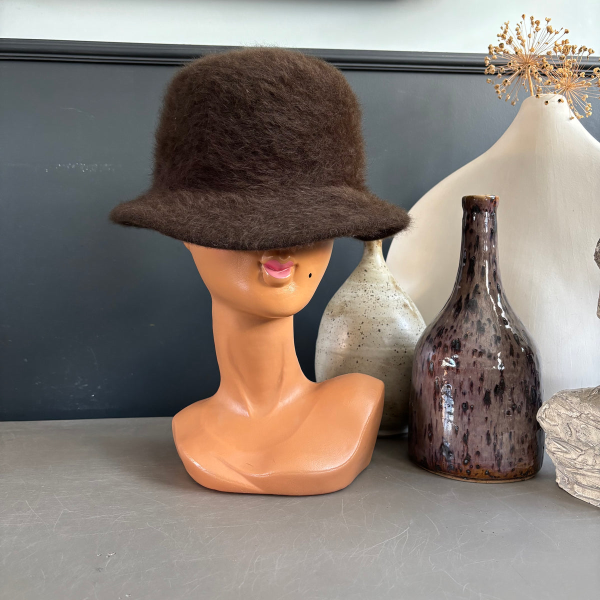 Chapeau en feutre mélusine brun - Taille S - Ref 1382