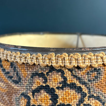Abat-jour vintage en toile de jute à motifs - Ref 1330
