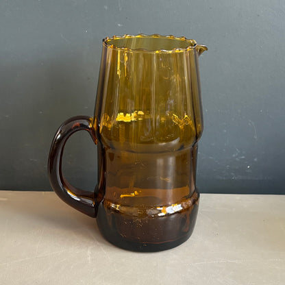 Service à eau en verre ambré texturé, 1 pichet + 5 verres - Ref 1399