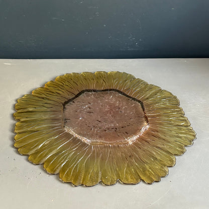 Assiette tournesol en arcopal ambré - Ref 1398