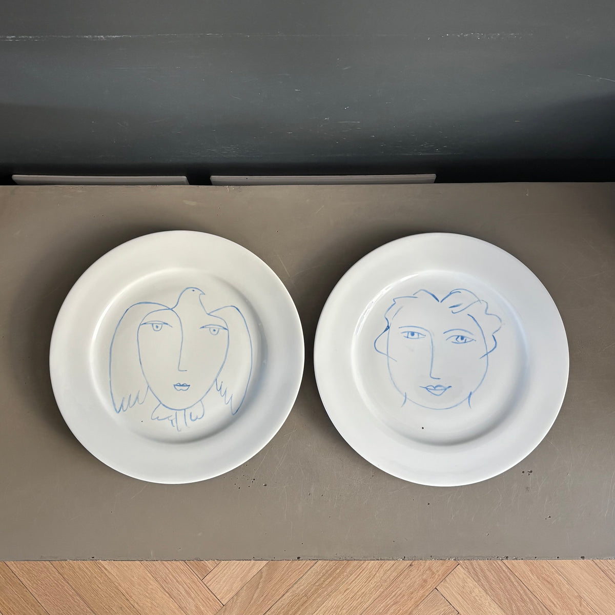 Paire d'assiettes Picasso en porcelaine de Limoges - Ref 1324