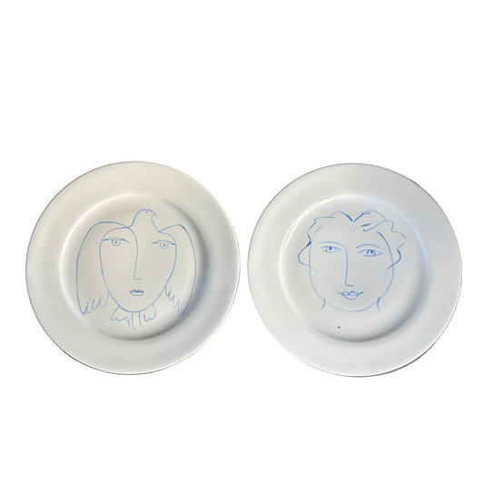 Paire d'assiettes Picasso en porcelaine de Limoges - Ref 1324