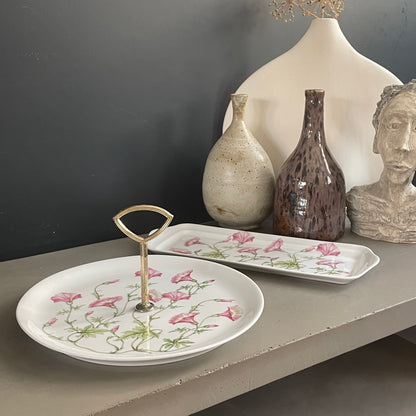 Lot de 2 plats en porcelaine Pillivuyt motif Liserons - Ref 1135