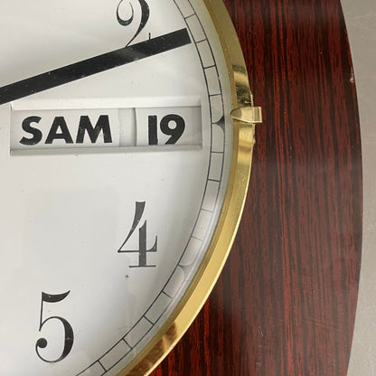 Horloge calendrier murale vintage en formica - Beroz - Ref 1196