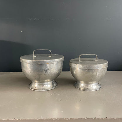 2 pots gigognes en métal argenté Merker - Ref 1091