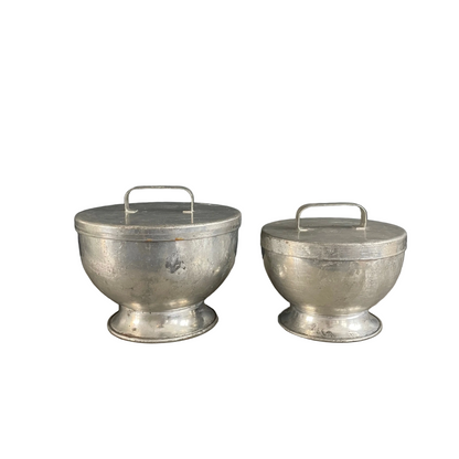 2 pots gigognes en métal argenté Merker - Ref 1091