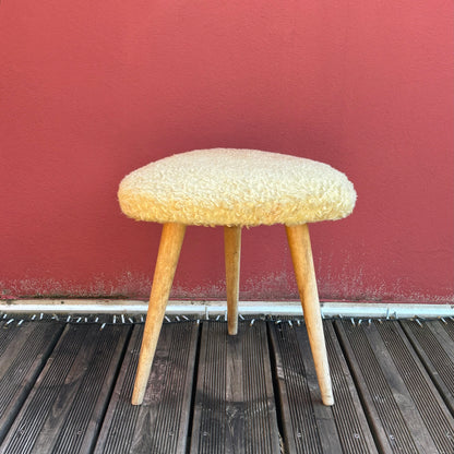 Tabouret vintage pieds compas et moumoute - Ref 1303