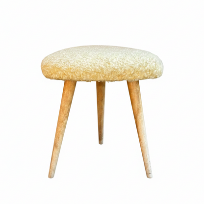 Tabouret vintage pieds compas et moumoute - Ref 1303