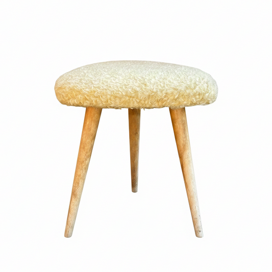 Tabouret vintage pieds compas et moumoute - Ref 1303