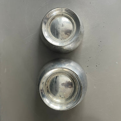 2 pots gigognes en métal argenté Merker - Ref 1091