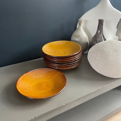 Lot de 9 assiettes en terre cuite moutarde - Ref 1053