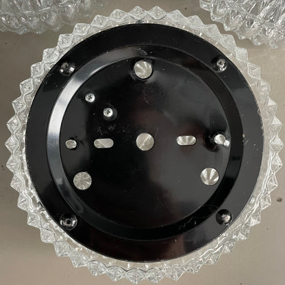 Paire de plafonniers / appliques en verre moulé + 1 globe seul - Ref 1179