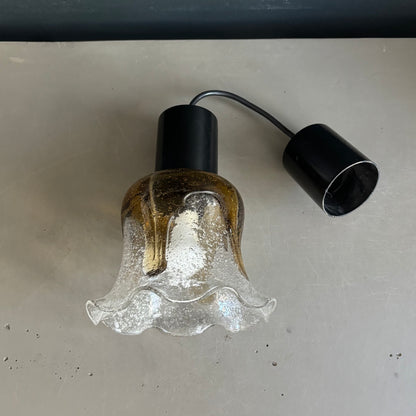 Suspension tulipe en verre bullé bicolore - Ref 1394