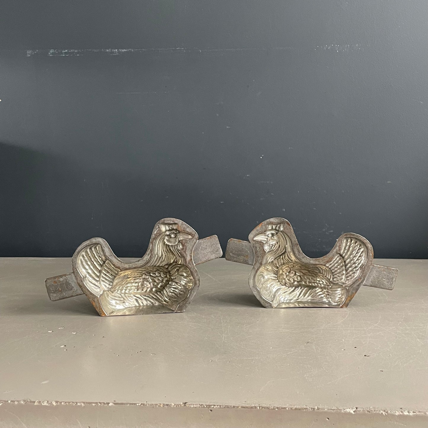 Moule poule en métal étamé ancien - Letang Fils - Modèle 941 - Ref 1171