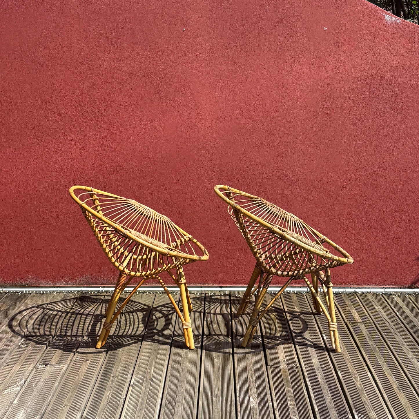 Paire de fauteuils en bambou et rotin vintage, style Riviera, années 60-70 - Ref 1257