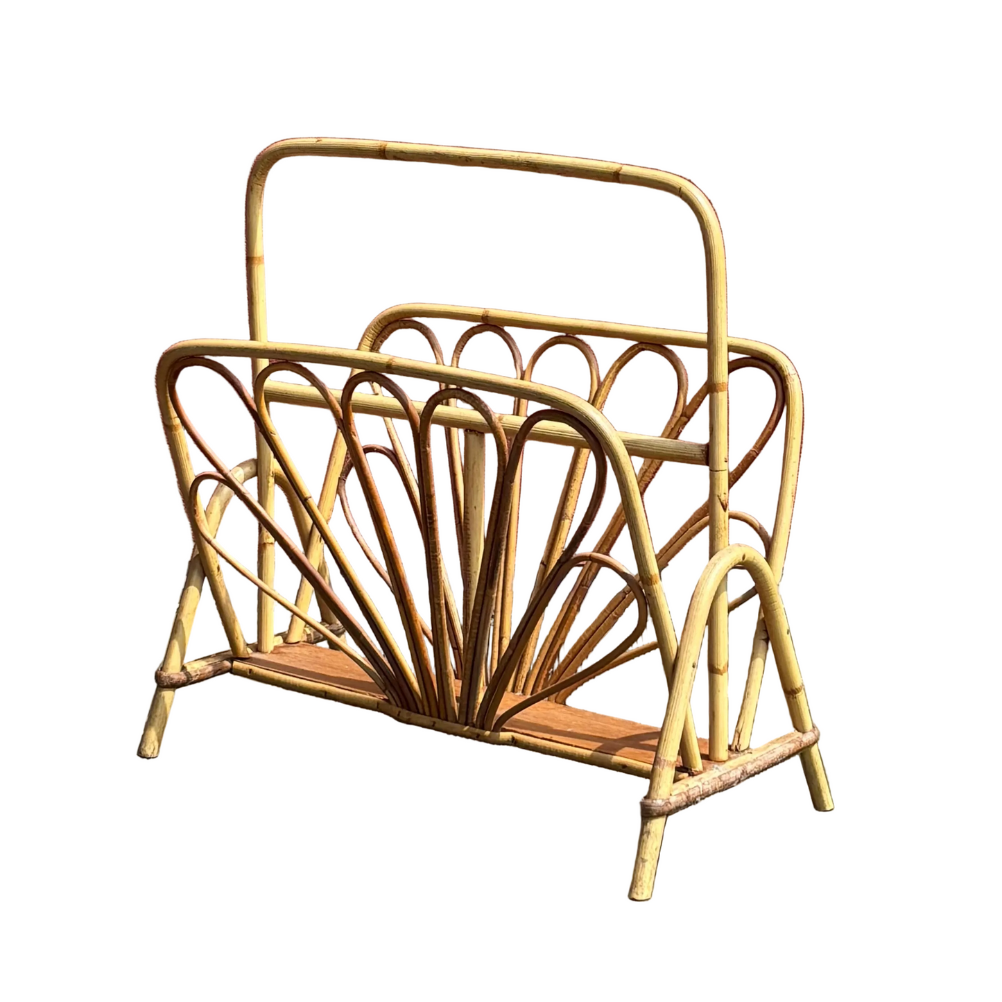 Porte revues vintage en bambou et rotin - Ref 1258
