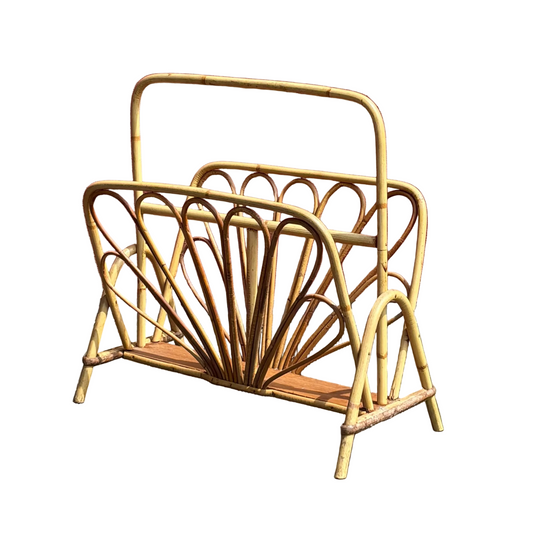 Porte revues vintage en bambou et rotin - Ref 1258