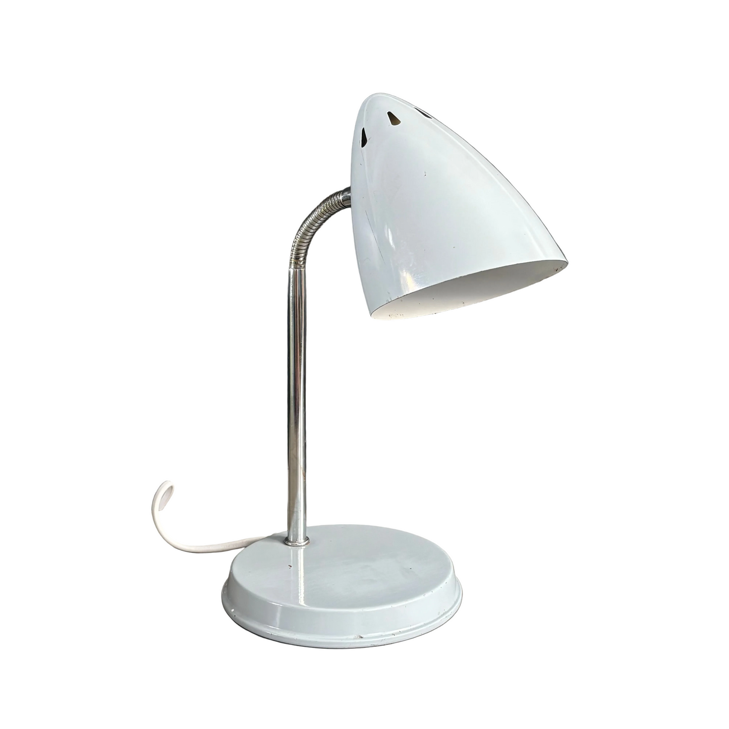 Lampe de bureau vintage Kompernass orientable en métal laqué gris perle - Ref 1270
