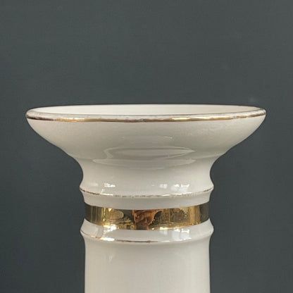 Paire de bougeoirs en porcelaine motif doré - Ref 1111