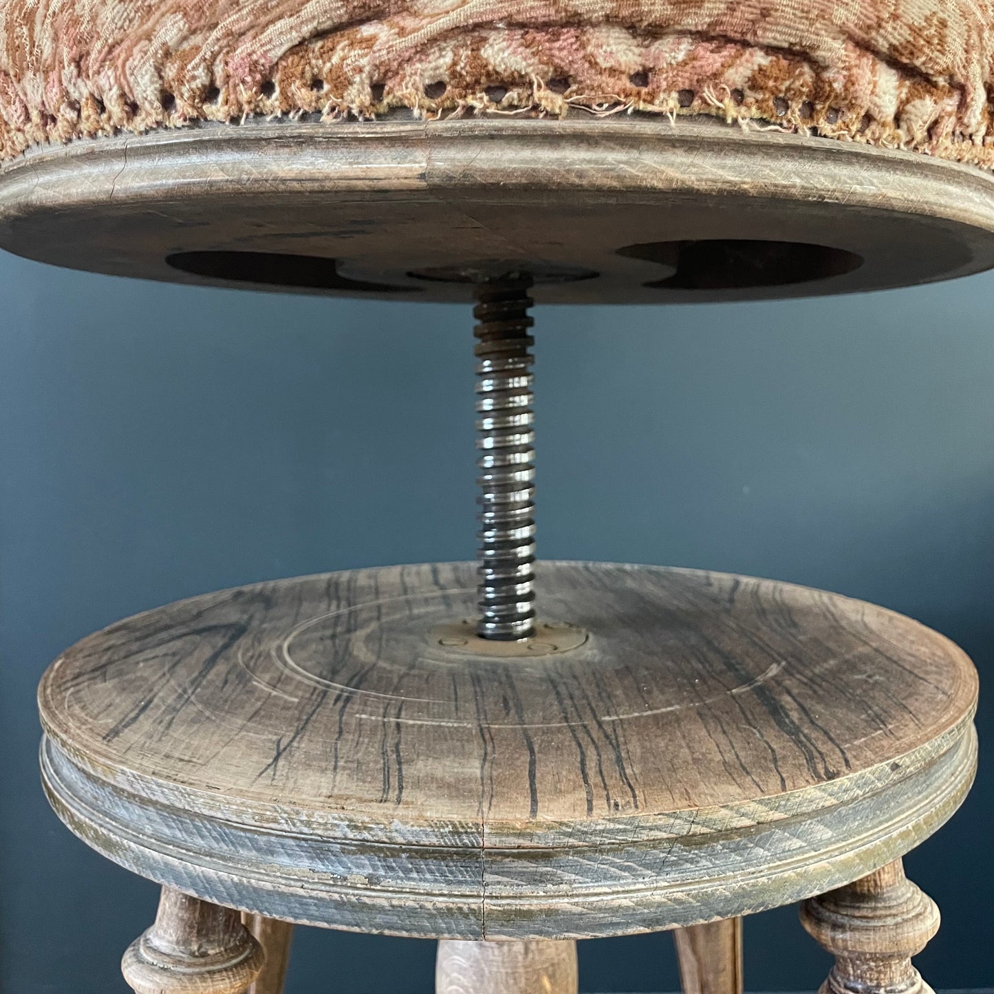 Tabouret de piano ancien en bois tourné - Ref 1059
