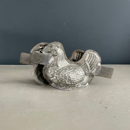 Moule poule en métal étamé ancien - Letang Fils - Modèle 941 - Ref 1171