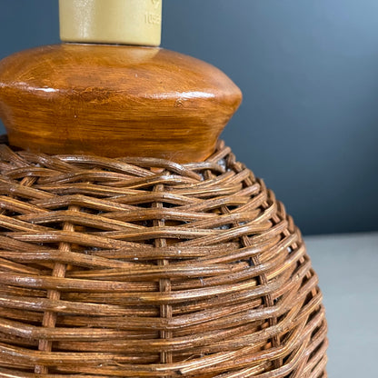 Paire de pieds de lampe boules en rotin - Ref 1186