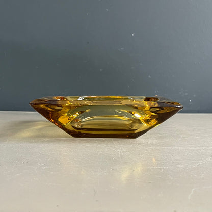Cendrier vintage en verre jaune - Ref 1162