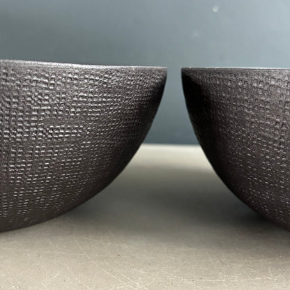Paire de bols vide-poche en métal laqué noir - Ref 1249