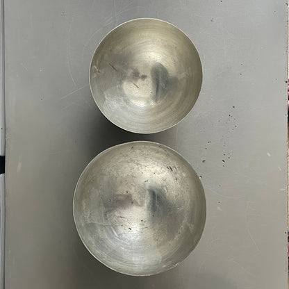2 pots gigognes en métal argenté Merker - Ref 1091