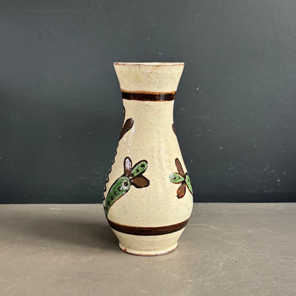Vase à anse vintage en céramique émaillée à motifs - Ref 1280