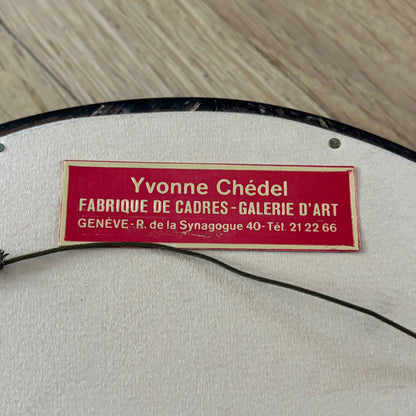 Paire de broderies médaillon romantiques encadrées - Ref 1237