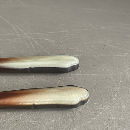 Couverts à salade en corne et inox dans leur coffret - Ref 1137