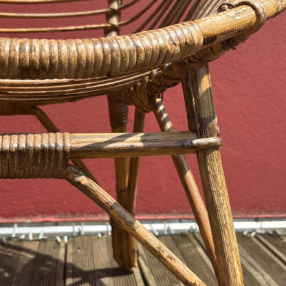 Paire de fauteuils en bambou et rotin vintage, style Riviera, années 60-70 - Ref 1257