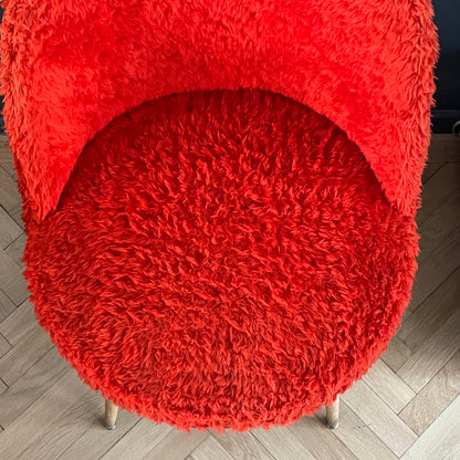 Chaise moumoute orange vintage - Ref 1099