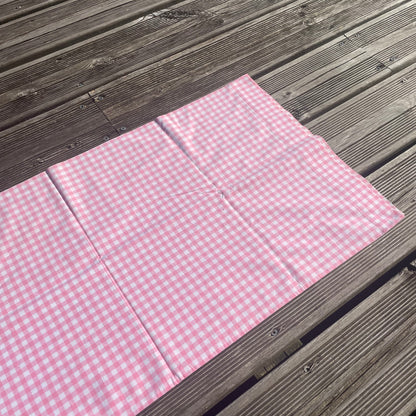 Taie de traversin en coton vichy rose - Ref 1116