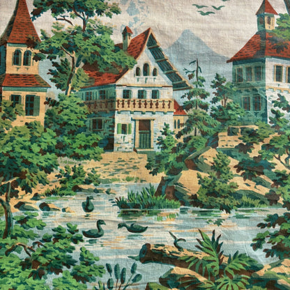 Grande tenture murale en lin imprimée - paysage alpestre - Ref 1400