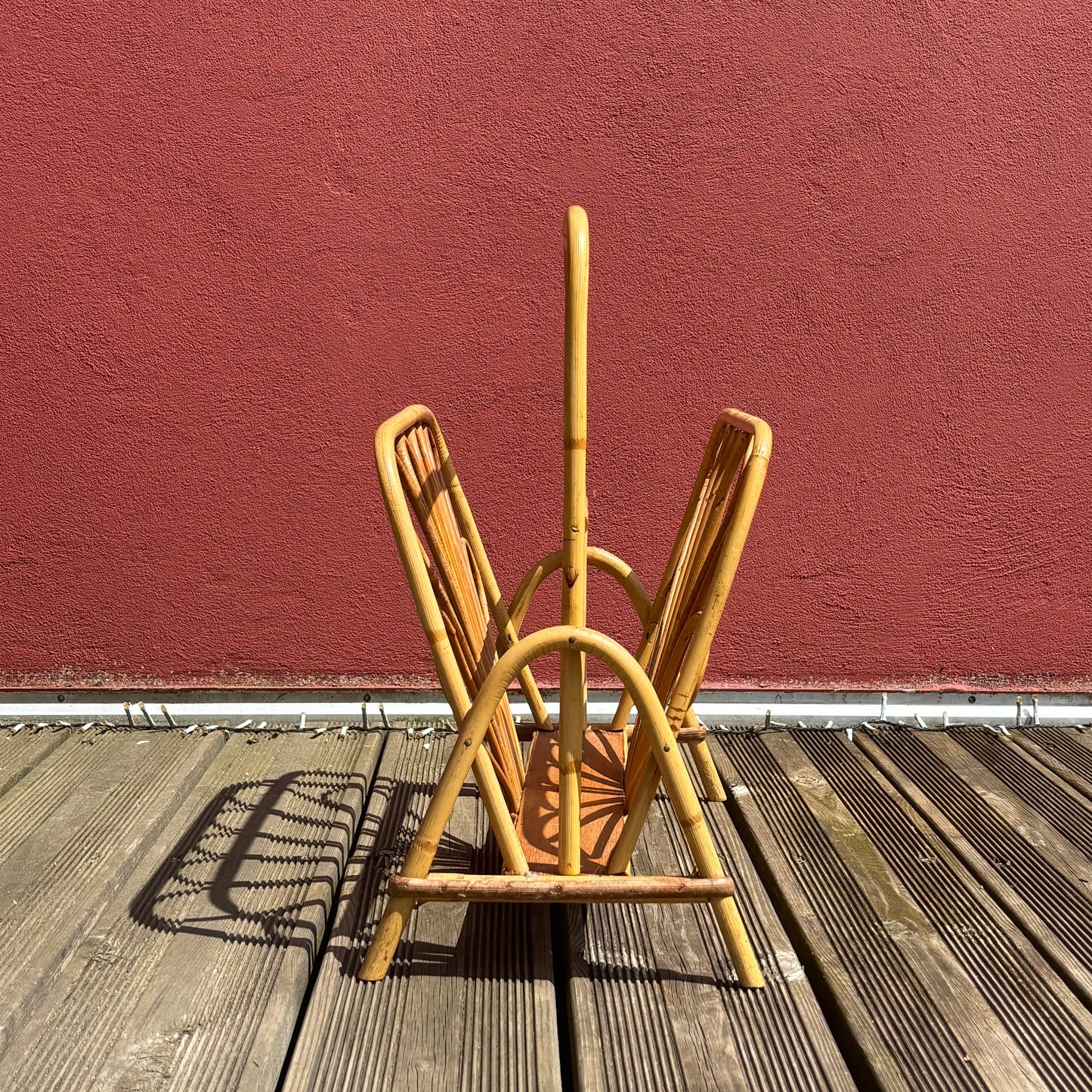 Porte revues vintage en bambou et rotin - Ref 1258