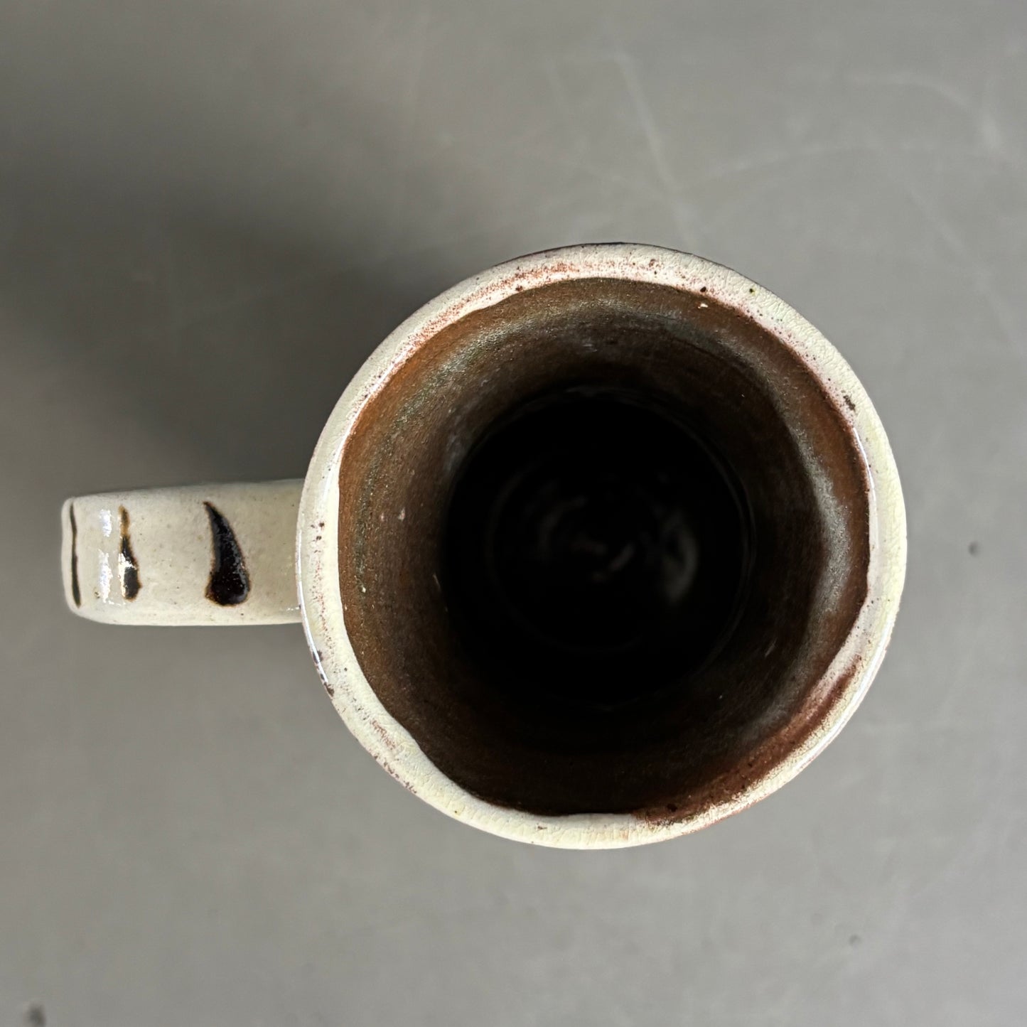 Vase à anse vintage en céramique émaillée à motifs - Ref 1280