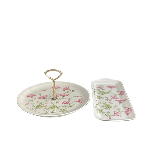 Lot de 2 plats en porcelaine Pillivuyt motif Liserons - Ref 1135