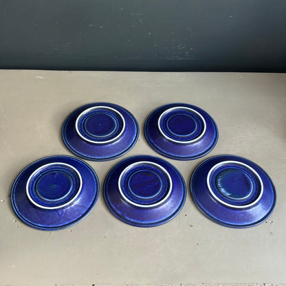 Ensemble de 5 tasses à thé avec soucoupes en céramique bleu Klein - Ref 1393