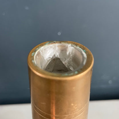 Bouteille flacon en verre ciselé et cuivre - Ref 1178
