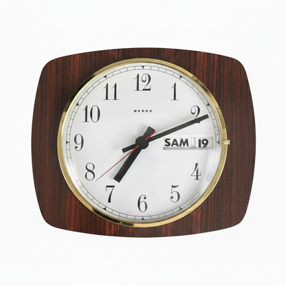 Horloge calendrier murale vintage en formica - Beroz - Ref 1196