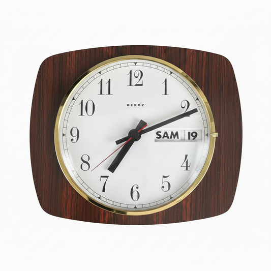 Horloge calendrier murale vintage en formica - Beroz - Ref 1196
