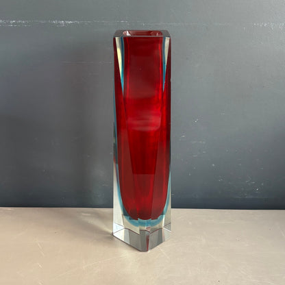 Vase Murano sommerso grand modèle rouge et bleu - Mandruzzato - Années 70 - Ref 1313